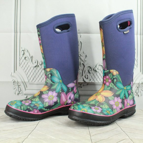 BOGS Classic Hi Linai Floral Rubber Mud Rain Boots Size US 8 - Picture 2 of 12